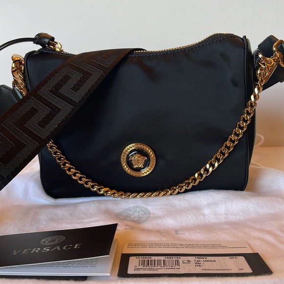 NWT VERSACE LA MEDUSA NYLON MINI TRIBUTE CHAIN CROSSBODY SHOULDER BAG GOLD HW - Picture 8 of 17